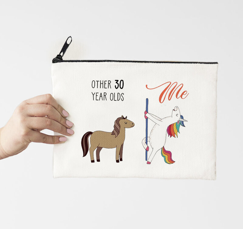 30 Year Olds Horse Makeup Bag Travel Size Makeup Women Prints Cosmetic Bag Zipper Fashion Canvas Purses Personalized