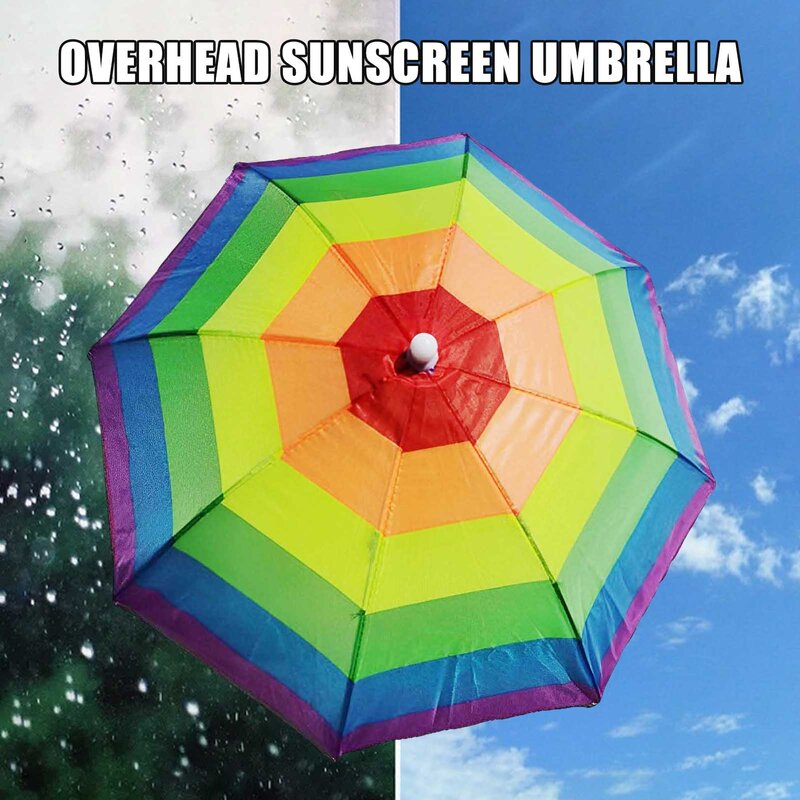 성인 및 어린이용 다채로운 우산 모자, 탄성 밴드, 낚시 우산 모자, 남녀공용