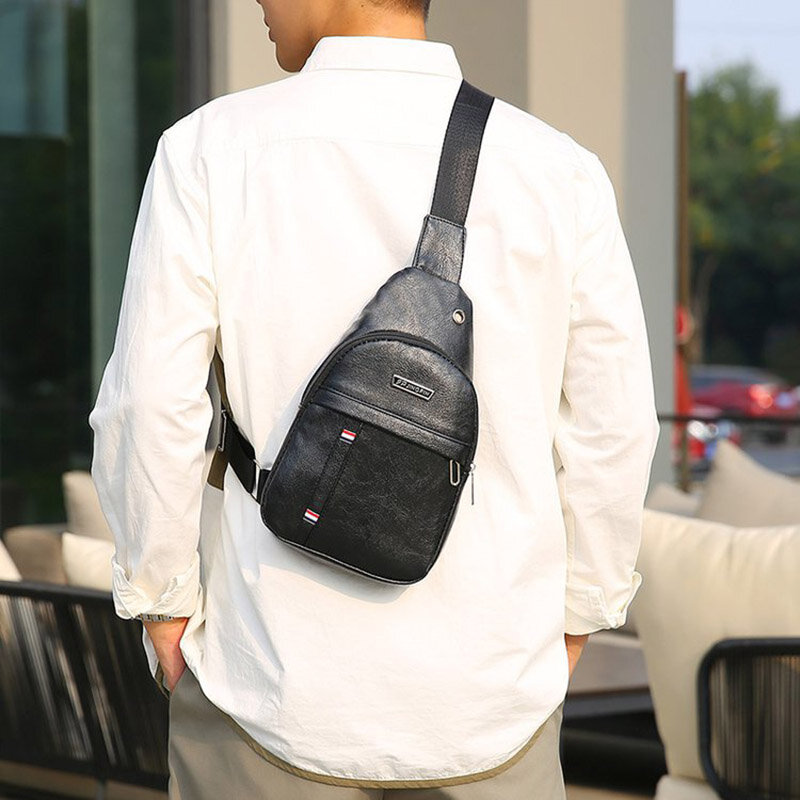 Men Shoulder Bags PU Waist Packs Sling Bag Crossbody Outdoor Sport Shoulder Chest Daily Picnic Canvas Messenger Bag Bolsa