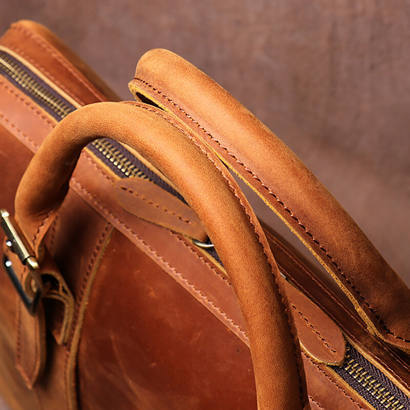 Винтажная легкая сумка из воловьей кожи, мужской деловой офисный портфель для ноутбука 15 дюймов, модный мессенджер