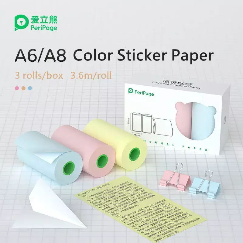 Peripage papel térmico autoadhesivo para impresora Poooli papeang, etiqueta adhesiva de impresión transparente, papel fotográfico para teléfono