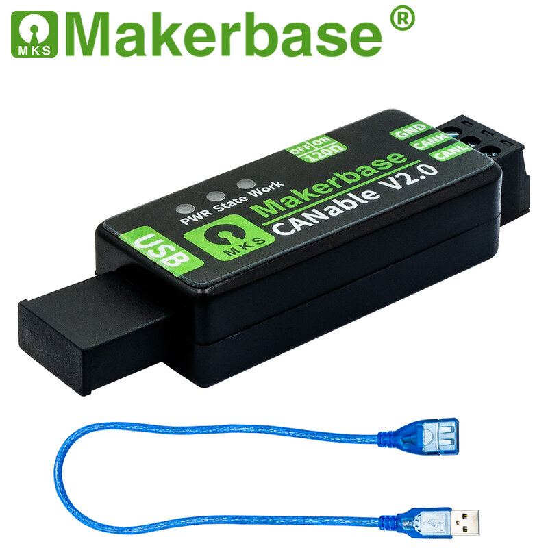 Makerbase CANable 2.0 cangkang USB untuk dapat penganalisis adaptor CANFD slcan SocketCAN penjepit lilin