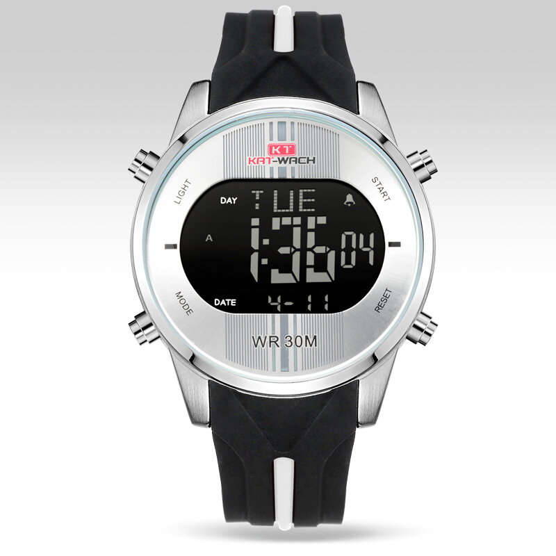 Reloj Digital deportivo de silicona para hombre, cronógrafo de pulsera, resistente al agua, electrónico, KAT-WACH