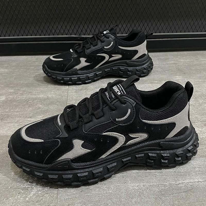 Men's Shoes 2023 New Men's Fall Sports Casual Summer Breathable Fashion Brand Extra Height, Black Daddy Tide Shoes