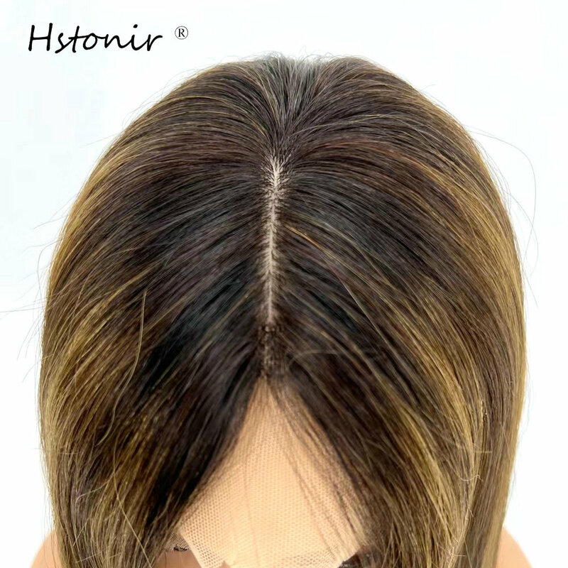Hstonir seda parte superior cheia do laço europeu remy peruca de cabelo para as mulheres com rendas frente cabelo humano pelucas reta destaque judaica g045