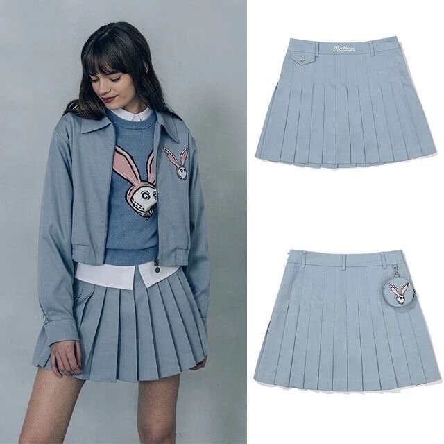 2023 golf Mini Skirt Women Tennis Skirt Low-waisted Rabbit Small Round Bag PendantTennis Solid School Girl Uniform