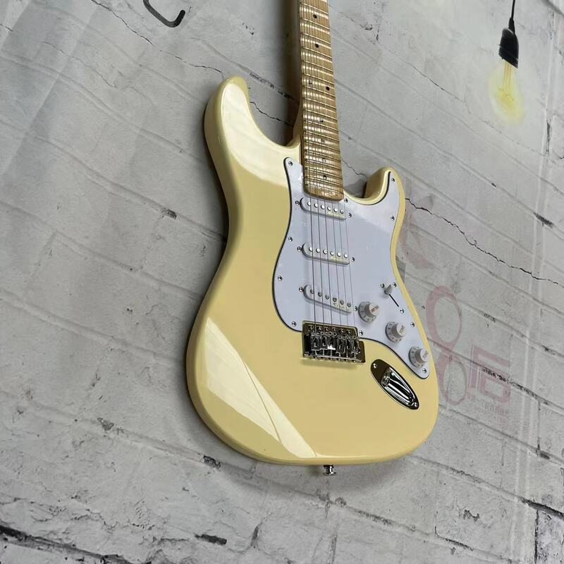 6-saitige E-Gitarre, gelber Körper, gerilltes Ahorn griffbrett, Ahorn bahn, echte Fabrik bilder, kann mit einem Kordel versendet werden