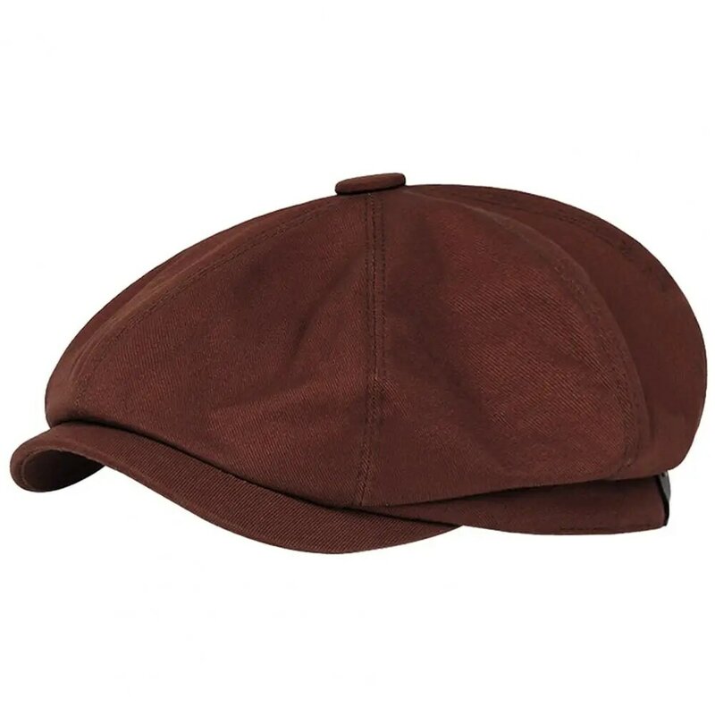 겨울 모자 빈티지 코튼 베레모, 짧은 컬 브림, 남녀공용 단색 팔각형 모자, 성인용 경량 장식