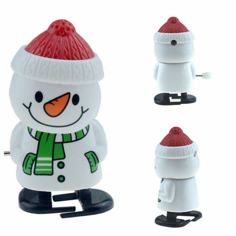Seri Natal mainan angin Santa Claus, manusia salju rusa besar, mainan Jam Natal, boneka berjalan kepala goyang kartun
