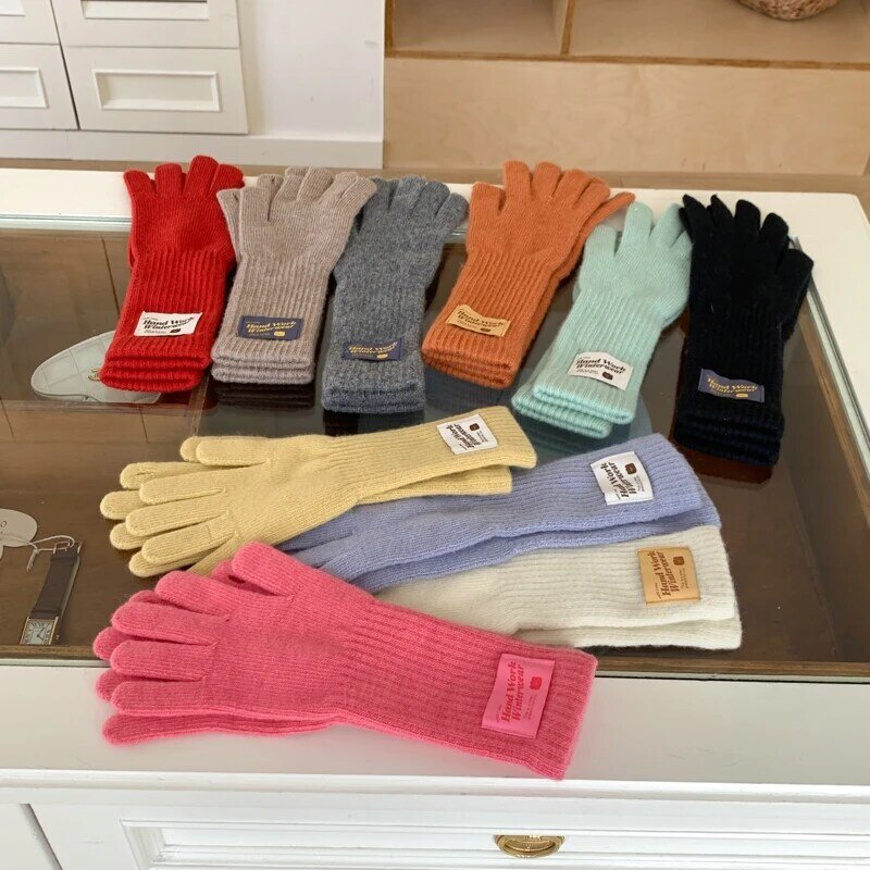 ถุงมือถักนิตติ้งสำหรับผู้หญิง, ถุงมือทำงานถุงมืออุ่นแข็งหน้าจอสัมผัสแฟชั่น
