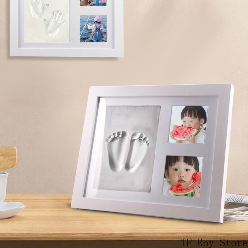 Marco de fotos de pie de mano para bebé recién nacido, Kit de impresión de arcilla con molde, no tóxico, recuerdos de bebé, regalos de decoración de hitos de bebé