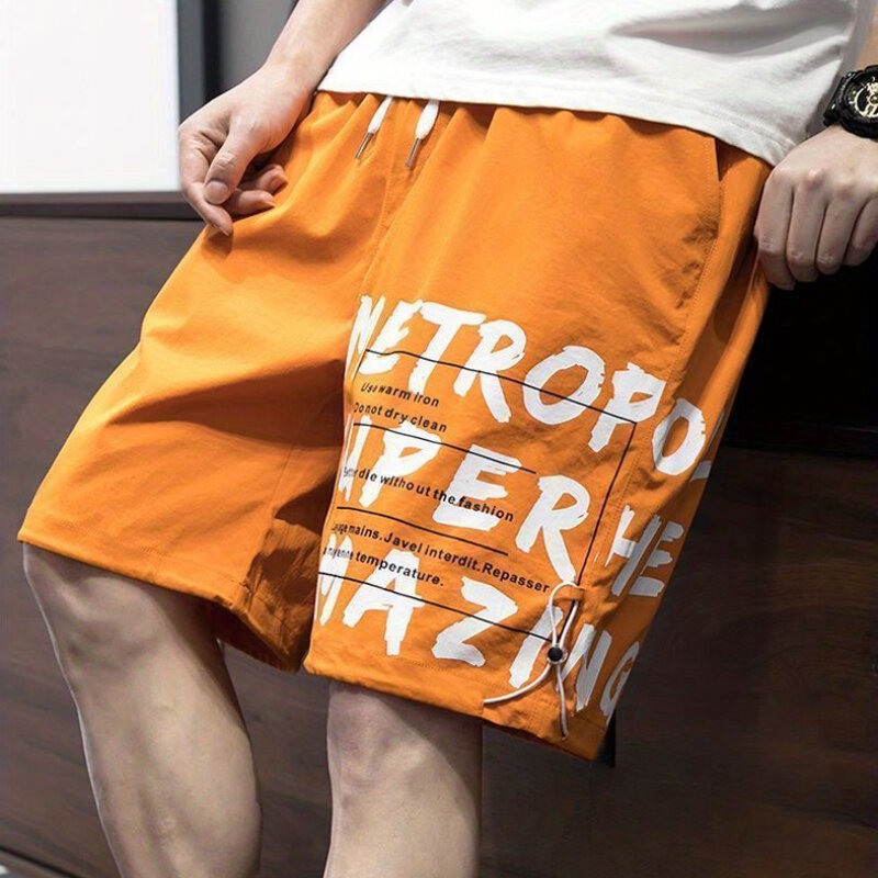 Pantalones cortos de estilo Hip Hop para hombre, ropa de calle informal de gran tamaño, con estampado Popular, color negro, envío gratis