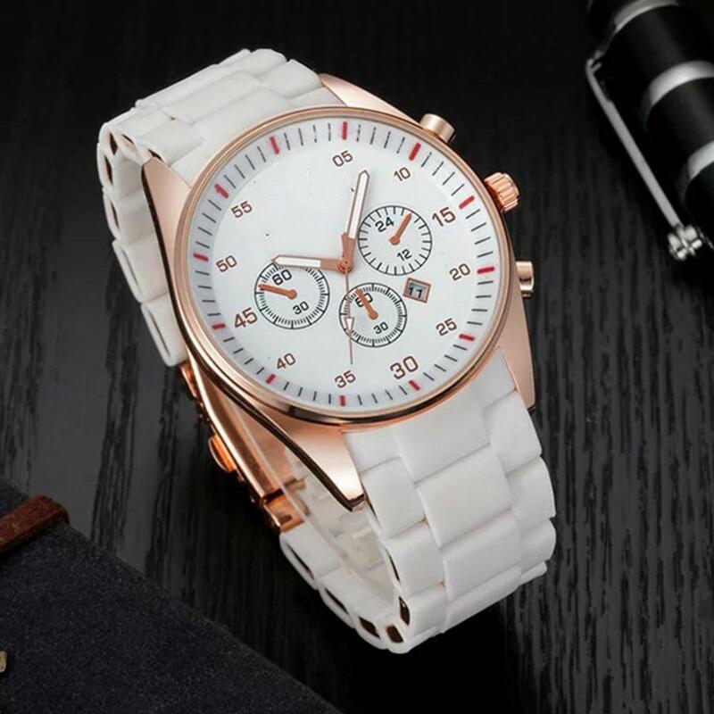 Men Stainless Steel Watch Stylish Men's Quartz Watch with Stainless Steel Band Three Small Dials for Accurate for Daily