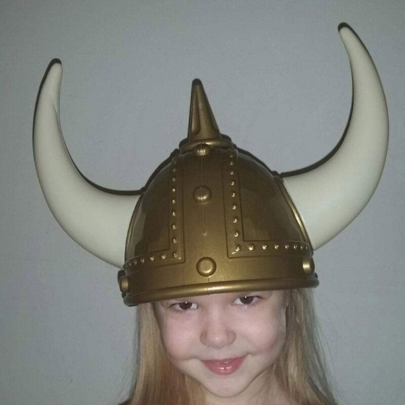 Adult VikingHelmet with Horns for VikingTheme Parties Ancient Roman Warrior Hat for Halloween Costume Medieval Dress Up