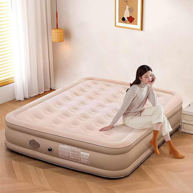 Interior Air Mattress Glamping Mats PVC Inflatable Sleeping Mattress Luxury 2 Person Camping Bed Mat Built-in Pump Thicken Mat