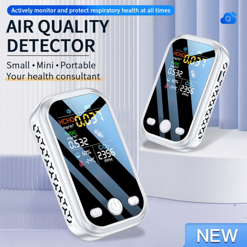 Smart Portable Mini Handheld Co2 Alarm Carbon Dioxide Detector Air Quality Detector Sensor Monitor Co2 Meter for Indoor Monitor