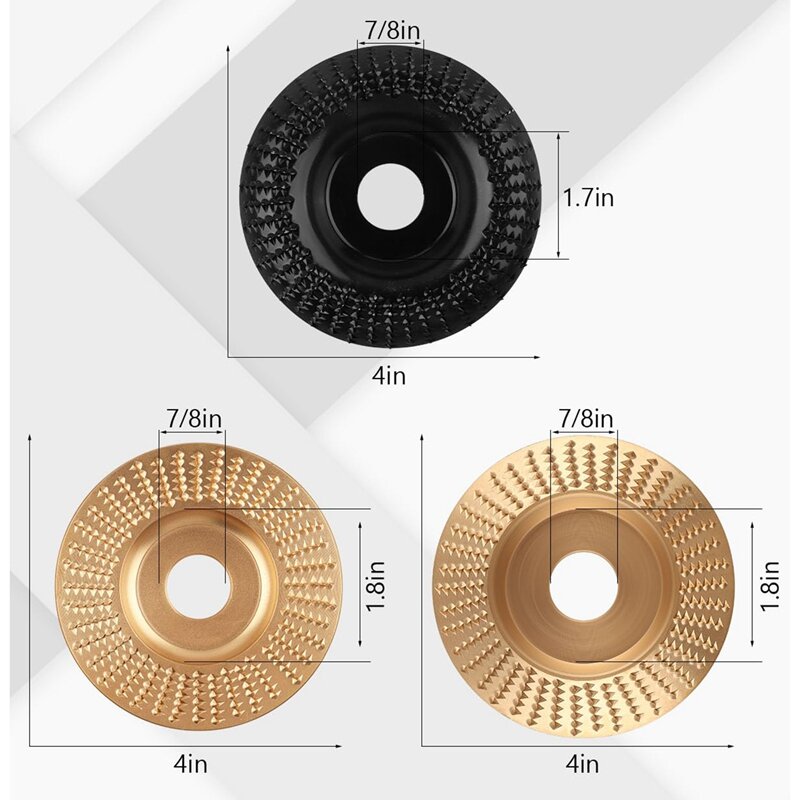 4 Pcs Wood Carving Disc Set For 4In Or 4 1/2In Angle Grinder, Woodwork Cutting Sand Circular Metal Cutter Wheel Tools Durable