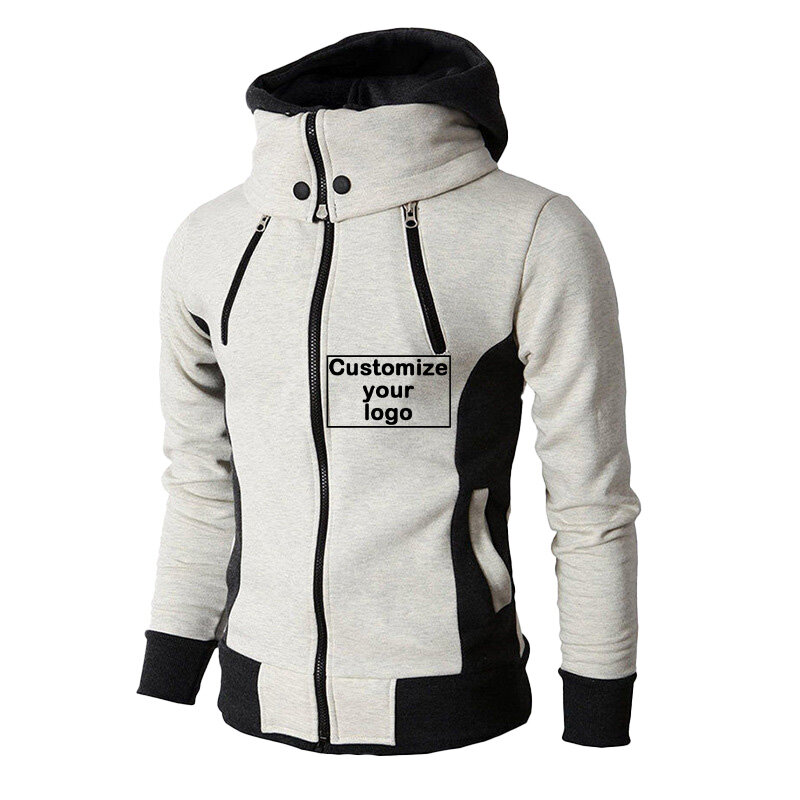 Men's Fashion High Collar Warm Four Zipper Jackets Customize Your Logo Zipper Hoodie Jackets Outdoor Sports Hoodie Jackets