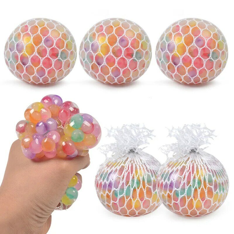 2PC Creative New Decompression And Ventilation Grape Ball Toys Tricolor Colorful Beads Grape Ball Pinch Le Children's Toys