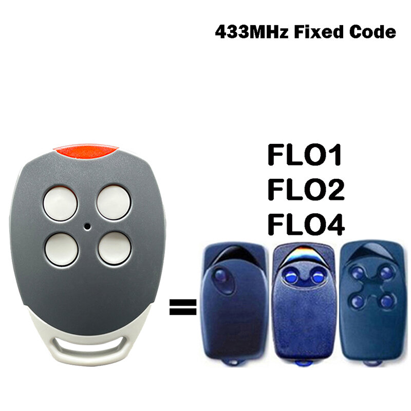 For NICE FLO4 FLO2 FLO1 Garage Door Opener Remote Control 433.92MHz Fixed Code Electric Gate Controller Clone Command