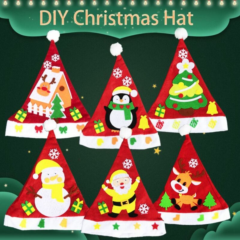 幼児用手作りサンタハット、不織布、elk、クリスマスツリー、ペンギン、クリスマスツリー