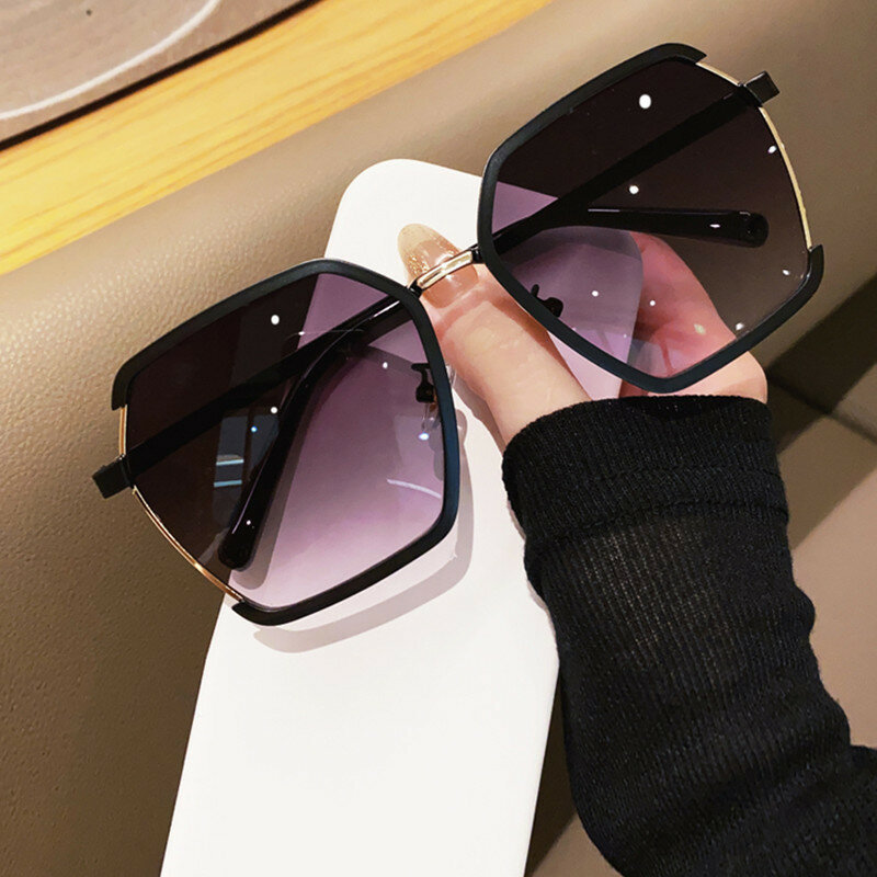 Women Outdoors Square Sunglasses for Men Oversized White Tea Original Brand Design Sun Glasses Female Shades Travel Sunshade