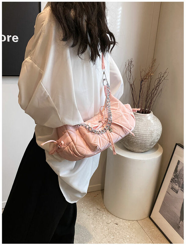 Jiaerdi Harajuku rosa weiche Umhängetasche Frauen Fairycore ästhetische Kette Leinwand Umhängetaschen weibliche heiße Mädchen y2k Handtasche