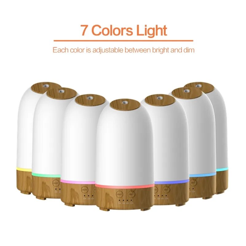 Air Humidifier Essential Oil Aromatherapy Diffuser Premium Ultrasonic Room Office Auto Power Off Waterless 7 LED Colorful Lights
