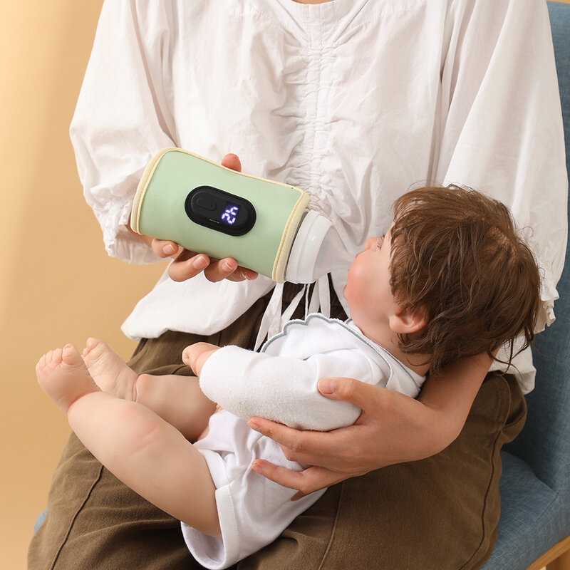 Tas pemanas botol susu bayi USB, kantung panas susu bayi portabel dengan tampilan Digital Universal untuk bepergian