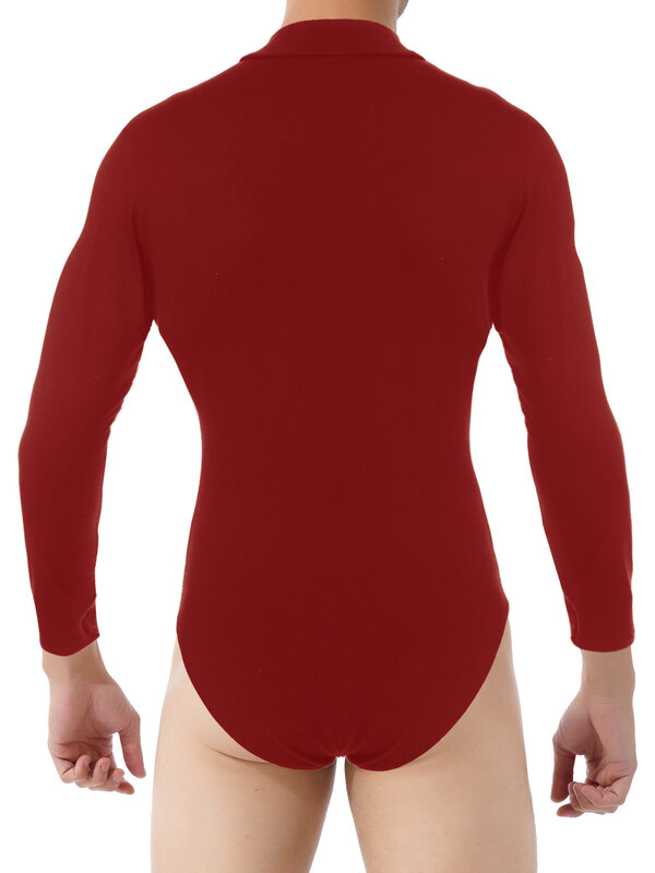 Męskie body z długim rękawem gimnastyka łyżwiarstwo figurowe kostium taneczny jednoczęściowy podkoszulek codzienny napa strój trykotu