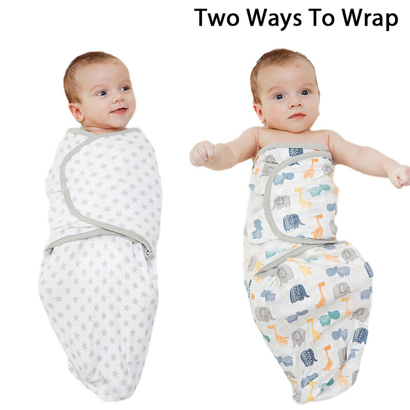 Selimut bedong katun baru lahir, Set topi bedong bayi menerima selimut, kantong tidur bayi 0-6 bulan, aksesori bayi