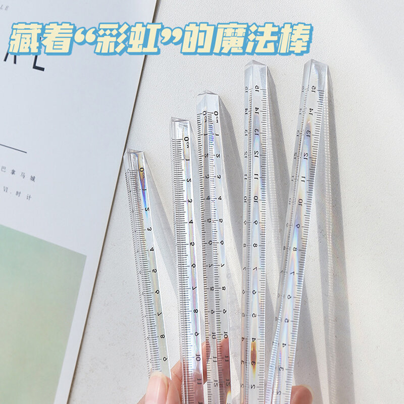 3D Stereo Transparent Rulers 15cm 20cm Measuring Tool Drawing Template Math Ruler Angle Ruler Office School Supplies Stationery