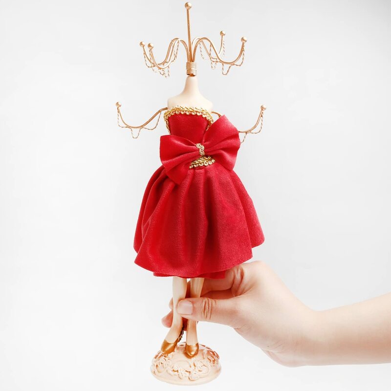 Czerwone eleganckie stojak wystawowy na biżuterię rękodzieło ozdoby do domu wysokiej buty na obcasie uchwyt pierścieniowy dla dziewczynek prezent dla nowożeńców