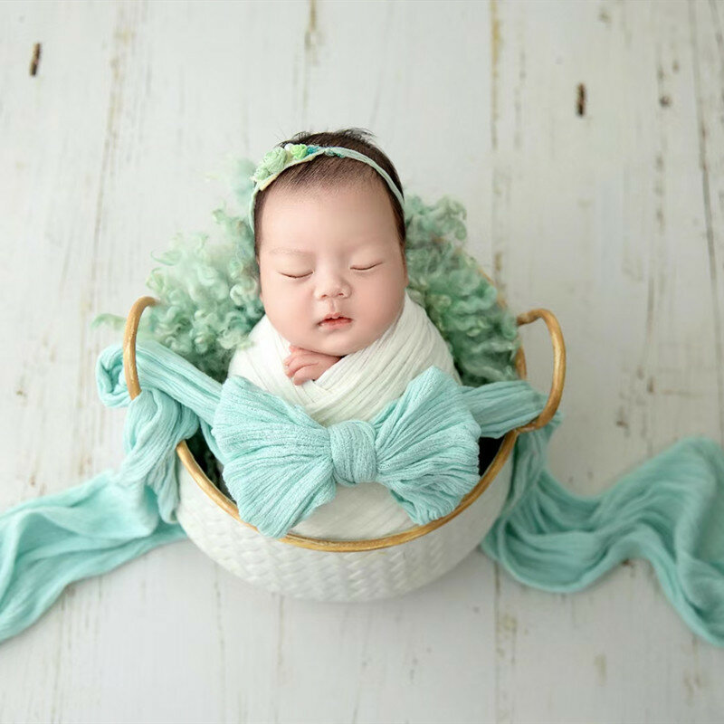 Pembungkus Seersucker 3 Meter untuk Alat Peraga Fotografi Bayi Baru Lahir, Pembungkus Bayi Lentur untuk Pemotretan