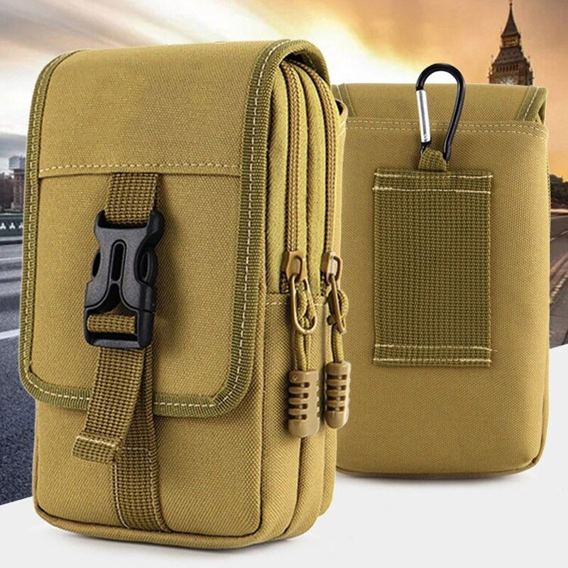 EDC Molle Bag Purse Double Layer Outdoor Waterproof  Waist Fanny Pack Men Phone Pouch Camping Hunting Tactical Waist Bag