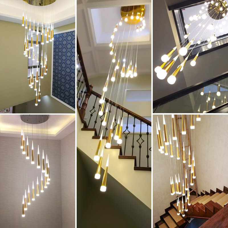 Lampu Gantung Led Dapat Disesuaikan Lampu Gantung Fitting Tangga Restoran Rumah Dekoratif Dapur Ruang Tamu Dekorasi Lamparas