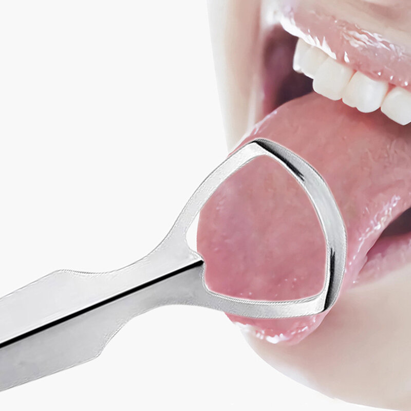 1 Buah sikat pengikis lidah baja tahan karat, alat perawatan mulut penghilang bau mulut dapat digunakan kembali
