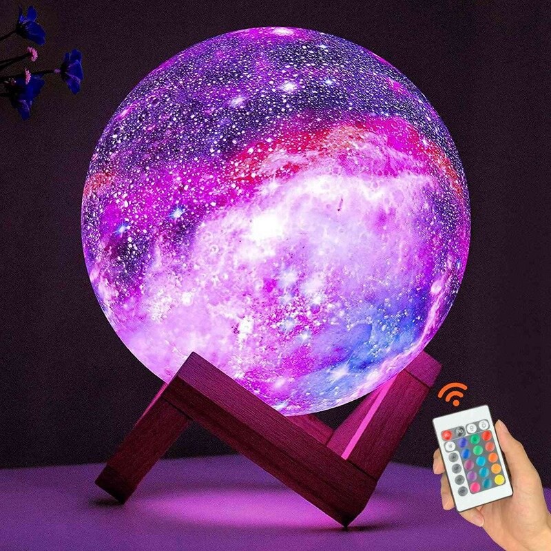 Moon Lamp Kids Night Light Galaxy Lamp 16 colori LED 3D Star Moon Light cambia contatto e telecomando Galaxy Light