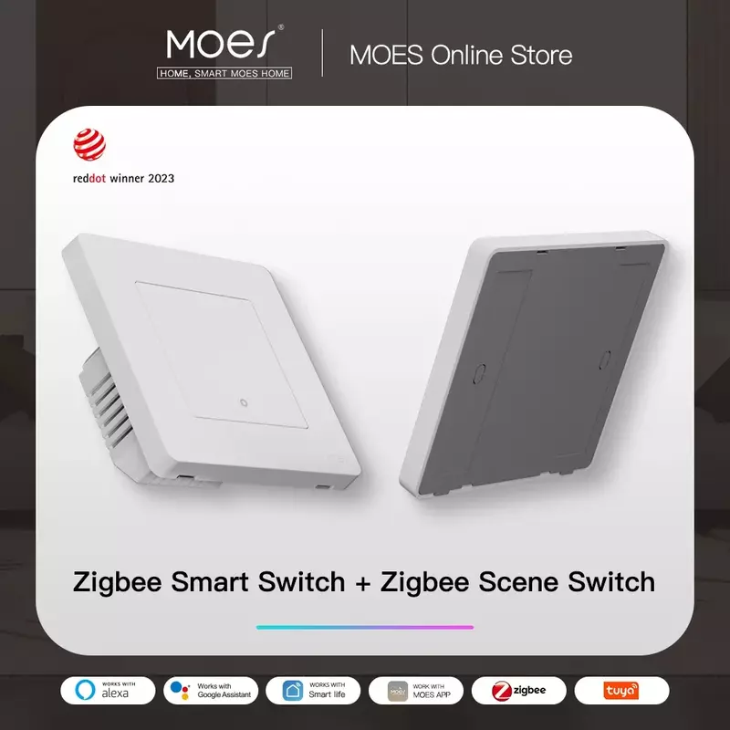 Кнопочный переключатель MOES ZigBee3.0 с кольцом-звездой, управление через приложение, работает с Alexa Google