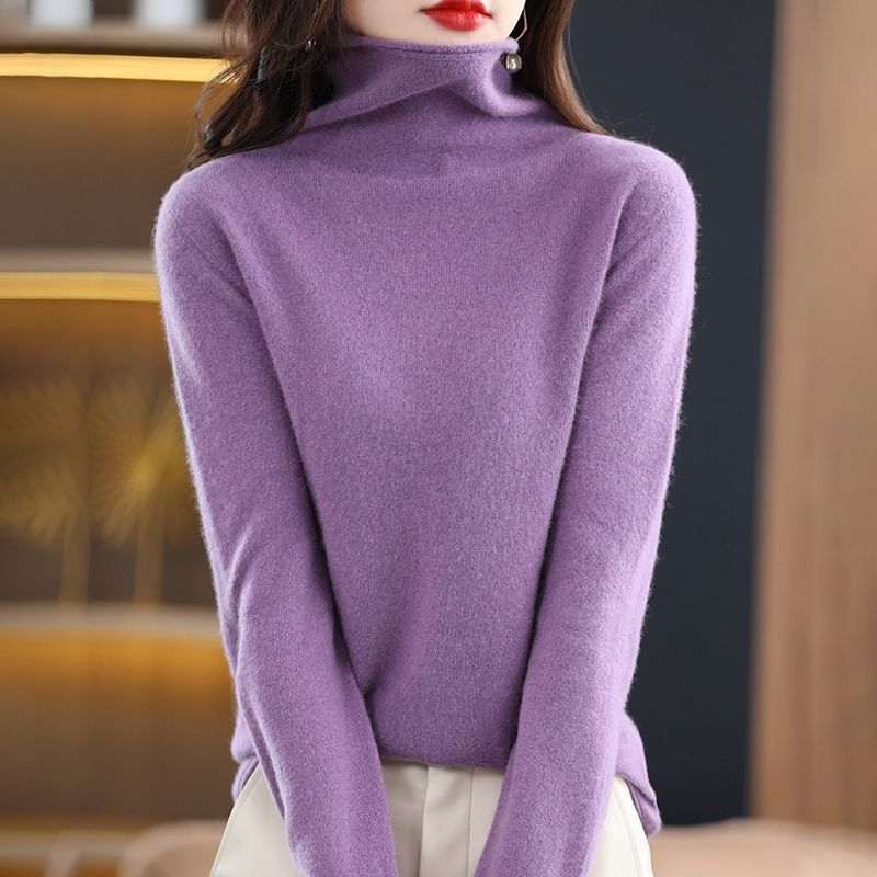 Fall Winter Elegant Turtleneck Soft Basic Knitwear Women Casual Solid Long Sleeve All Match Pullovers Knitted Sweater Top Female