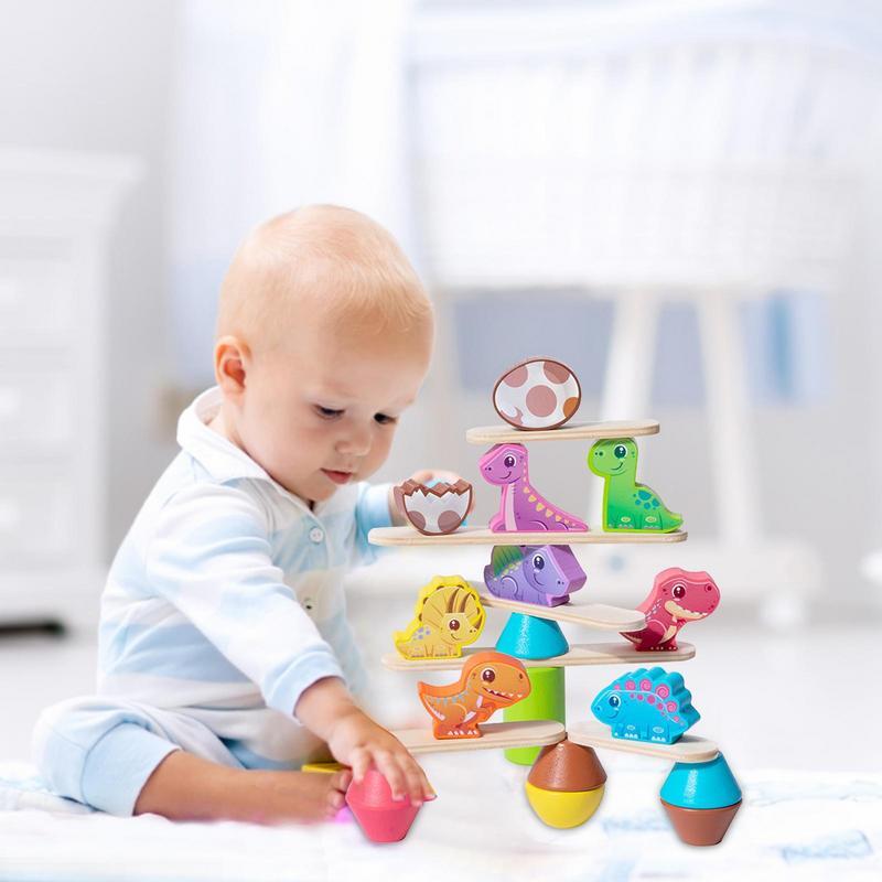 동물 쌓기 나무 블록 공룡 빌딩 블록 장난감, 조기 교육 학습 장난감, 어린이용 만화 균형 장난감