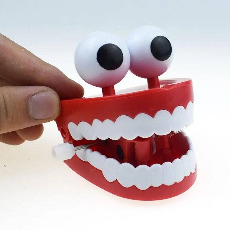 Mainan mesin jam, mainan mekanik edukasi gigi tiruan lompat mata besar, hadiah dekorasi Prank Halloween