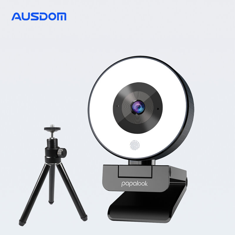 PAPALOOK-cámara Web PA552, Webcam HD 1080P, enfoque fijo, USB, con micrófono, trípode ligero para PC, Twitch, Skype, transmisión OBS