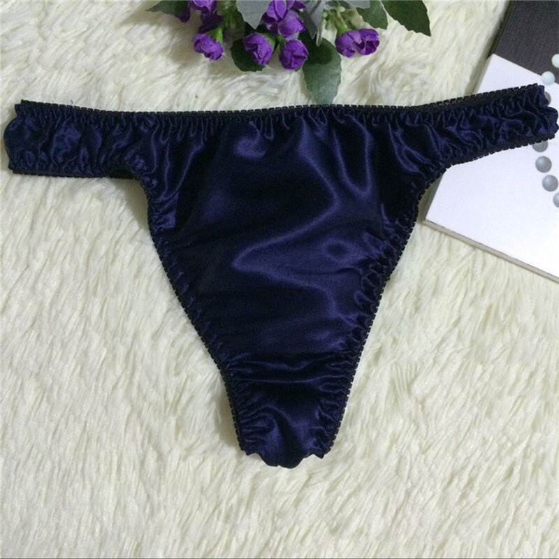 InjSatin-Strings sexy pour hommes, sous-vêtements en poudre bombée, G-slice doux, culotte lisse, caleçon confortable, culotte élastique solide