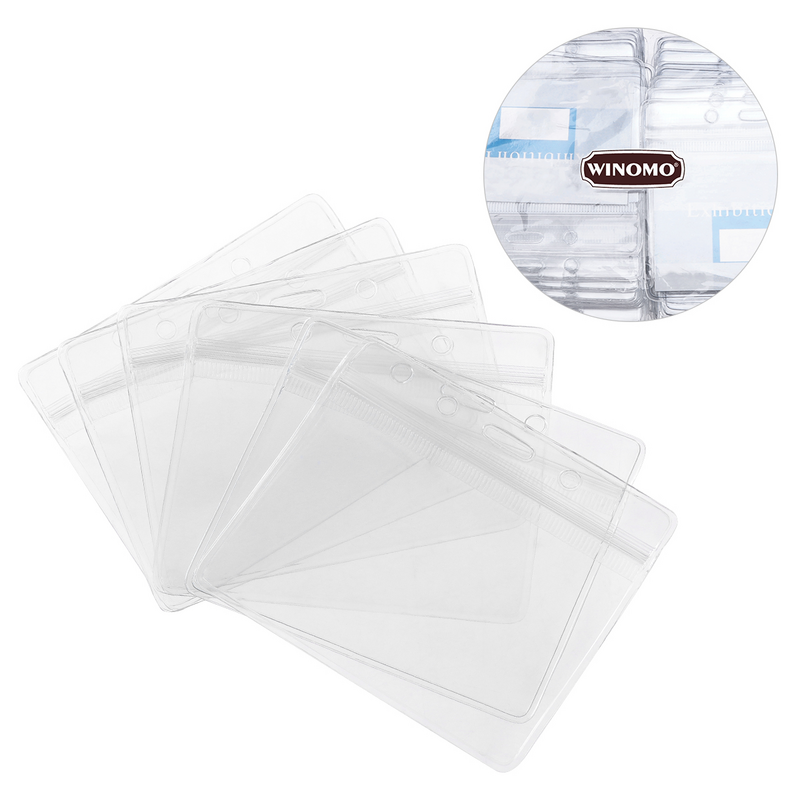 Transparent Vinyl Plastic ID Card Clear Stand Horizontal Name Tag Waterproof Name Plate Office Supplies