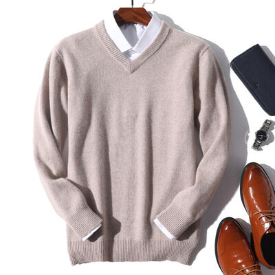 _ 2024 осенне-зимний теплый джемпер из кашемира и хлопка, мужские повседневные трикотажные свитера