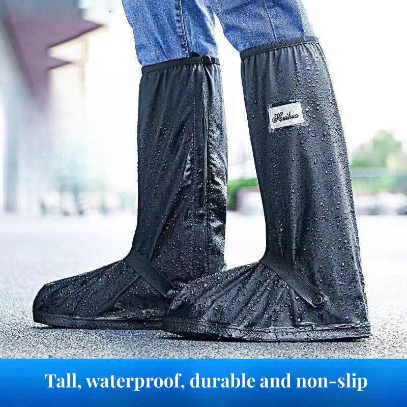 Regenschoenhoes Zwart Waterdicht Met Reflector Hoge Top Clear Schoenen Stofhoezen Voor Motorfiets Regenhoes Mannen Vrouwen