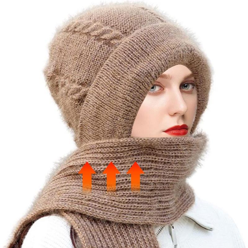 Winter Knitted Scarf Hat Set Thick Women Hats For Outdoor Snow Riding Ski Bonnet Caps Girl Hat