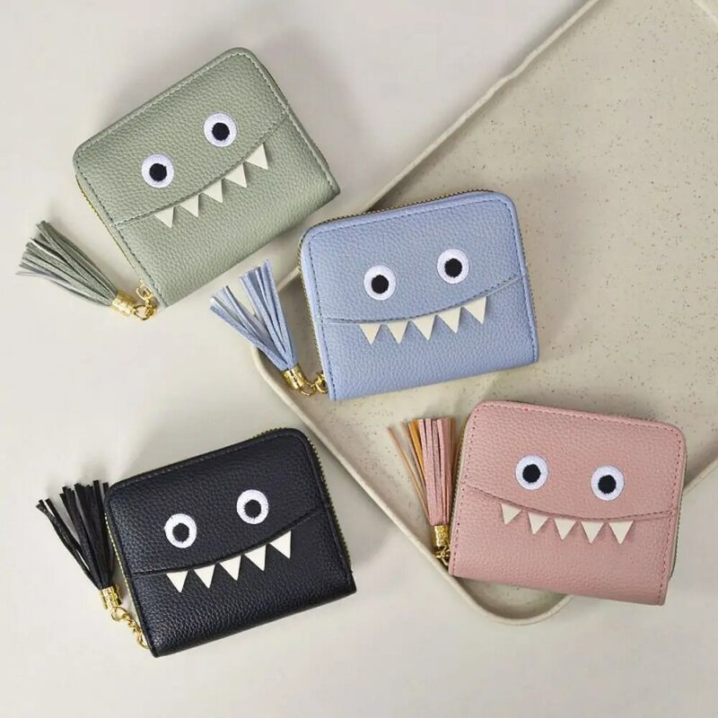 Pu Leather Wallet Cute Larger Capicity Eye Pattern Card Holder Tri-fold Duarable Clutch Pouch Daily