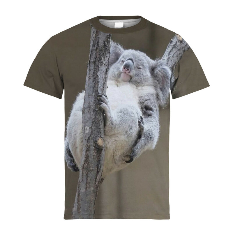 Camisetas infantis em coala 3D, camiseta gráfica fofa de animais safados, tops de mangas curtas, roupas infantis, novo, verão